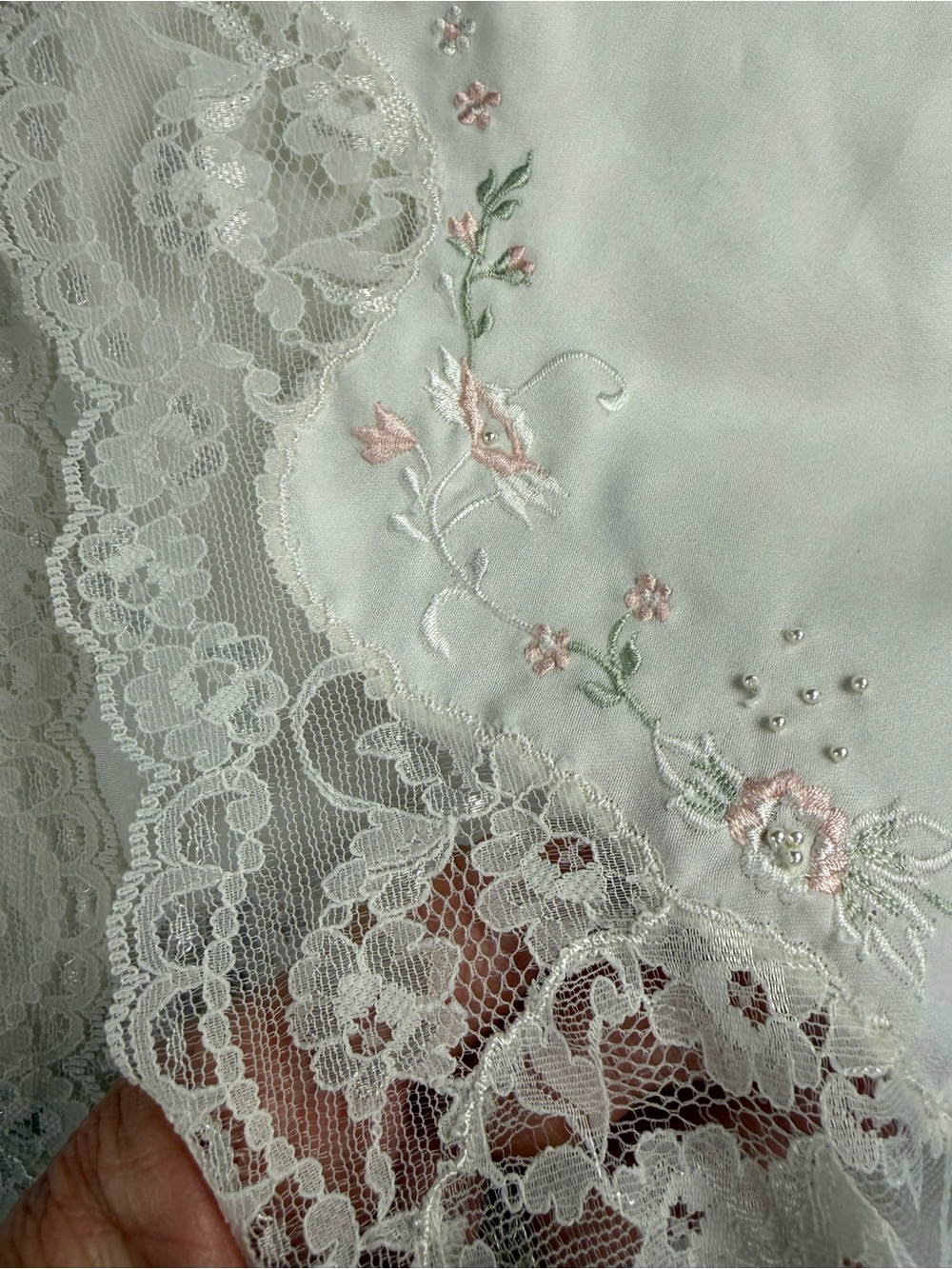 Vintage Sara Beth Beaded Lace Coquette Romantic Half Slip Large White